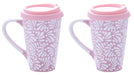 Craft by Order 2 Handmade Mexican Pink Talavera Tumbler 15 cm Height, Termo de Talavera - CEMCUI