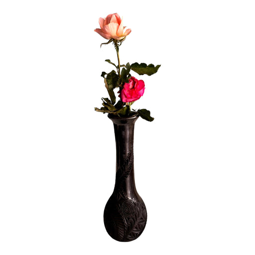 Craft by order Beautiful Black Clay Flower Pot , Florero Decorative Pot handmade in Oaxaca - CEMCUI