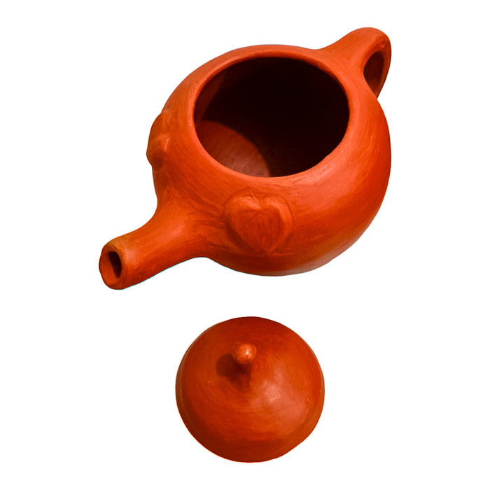 Craft by Order - Beautiful Heart Design Kettle, tetera handmade of Red Clay from Oaxaca - CEMCUI