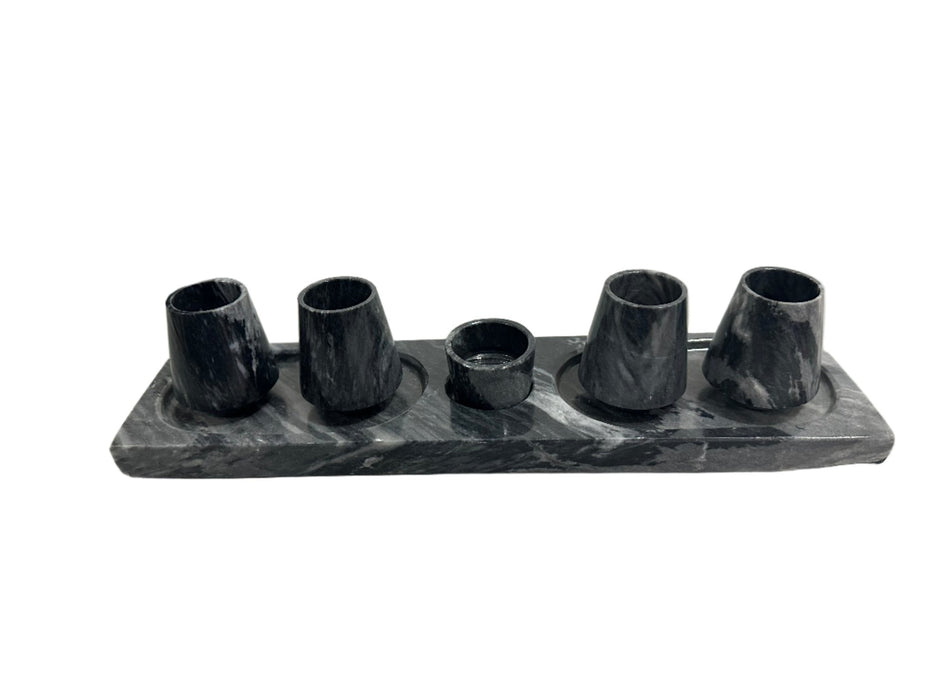 Craft by Order - Beautiful Set of Marble Tequileros Glasses 4 Cups and 1 Salt Bowl and its beautiful base - CEMCUI