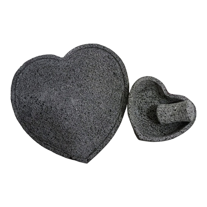 Craft by Order Heart Shape Comal 12.6 in with a 6 inch Heart Molcajete, Both to be used direct to fire - CEMCUI