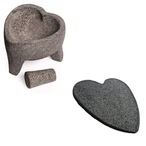 Craft by Order - Romantic Kitchen Duo: 8 - Inch Heart Molcajete & Comal Set - CEMCUI