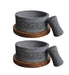 Craft by order - Set of 2 Volcanic Stone Molcajete Yolias 8 Inch With Wooden Base 35 Oz - CEMCUI