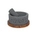 Craft by order - Set of 2 Volcanic Stone Molcajete Yolias 8 Inch With Wooden Base 35 Oz - CEMCUI