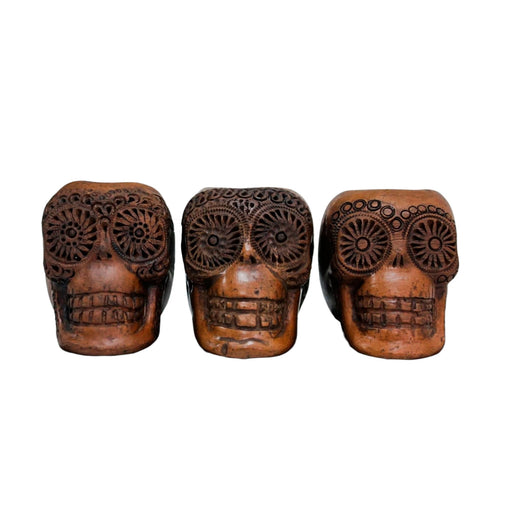 Craft by Order - Set of 3 Black Clay Skull Tequilero Shot Glass - CEMCUI