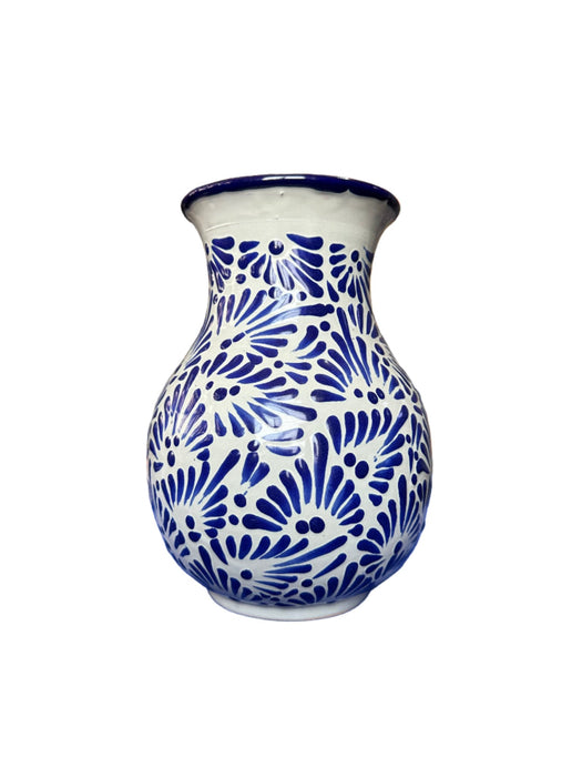 Craft By Order Talavera Florero 8 inches tall Flower Base Traditional Blue Talavera - CEMCUI