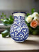 Craft By Order Talavera Florero 8 inches tall Flower Base Traditional Blue Talavera - CEMCUI