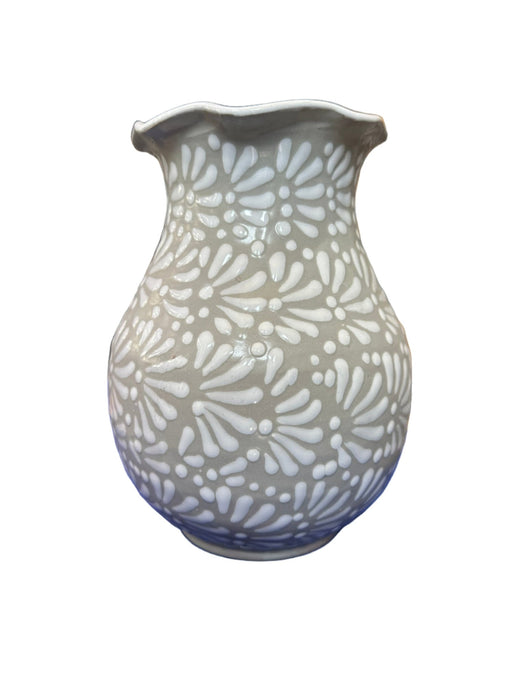 Craft By Order Talavera Florero 8 inches tall Flower Base white Aestheic White Talavera - CEMCUI