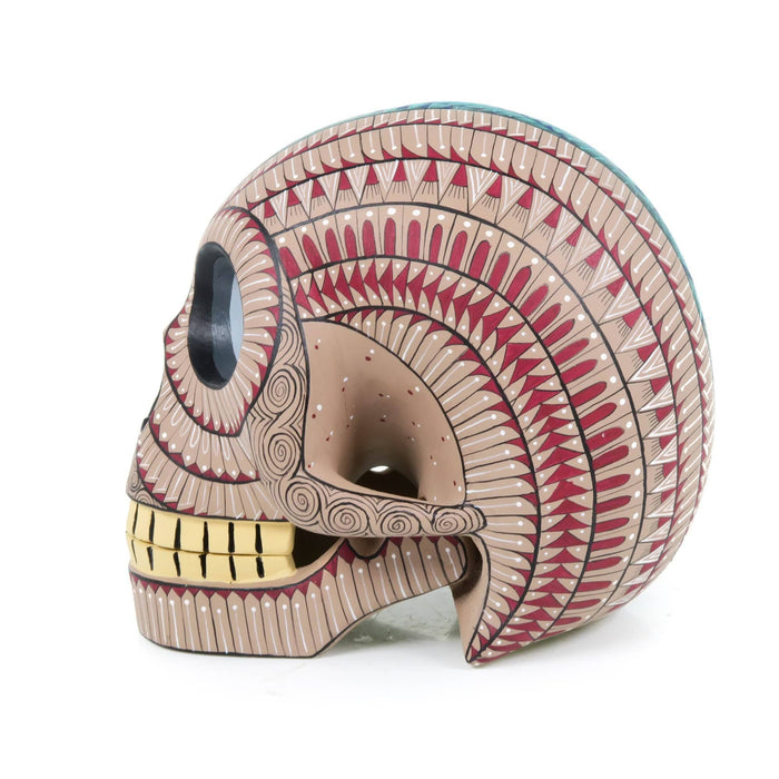 Day of The Dead Skull (Beige) - Oaxacan Alebrije Wood Carving - CEMCUI