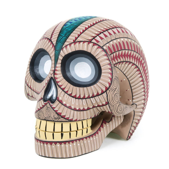 Day of The Dead Skull (Beige) - Oaxacan Alebrije Wood Carving - CEMCUI