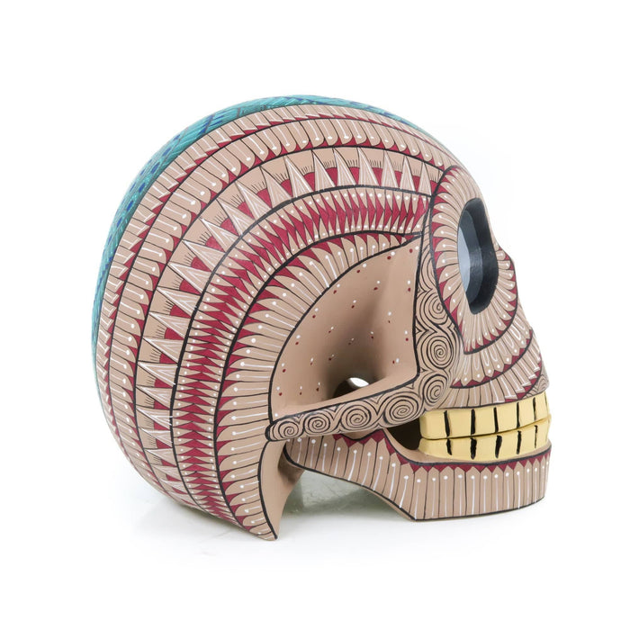 Day of The Dead Skull (Beige) - Oaxacan Alebrije Wood Carving - CEMCUI