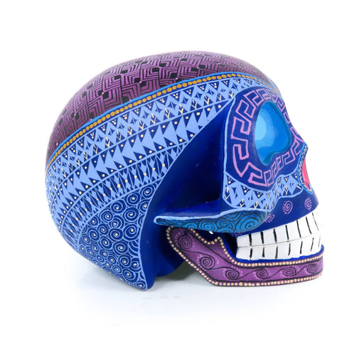 Day of The Dead Skull (Blue) - Oaxacan Alebrije Wood Carving - CEMCUI