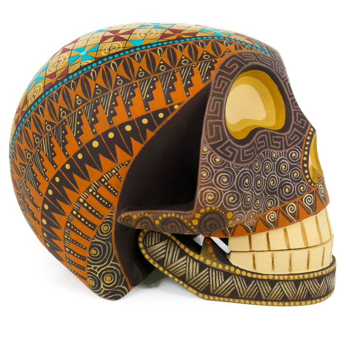 Day of The Dead Skull (Brown) - Oaxacan Alebrije Wood Carving - CEMCUI