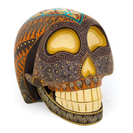 Day of The Dead Skull (Brown) - Oaxacan Alebrije Wood Carving - CEMCUI