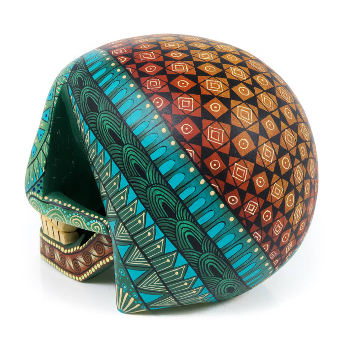 Day of The Dead Skull (Green) - Oaxacan Alebrije Wood Carving - CEMCUI