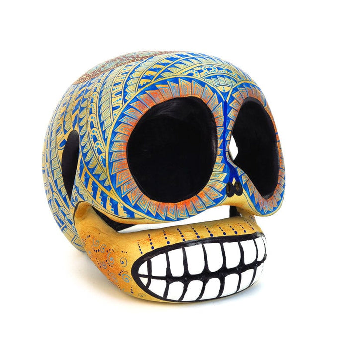 Day Of The Dead Skull - Oaxacan Alebrije Wood Carving - CEMCUI