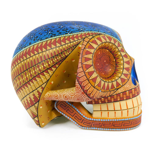 Day of The Dead Skull (Orange) - Oaxacan Alebrije Wood Carving - CEMCUI