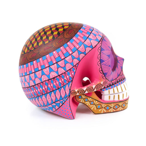 Day of The Dead Skull (Pink) - Oaxacan Alebrije Wood Carving - CEMCUI