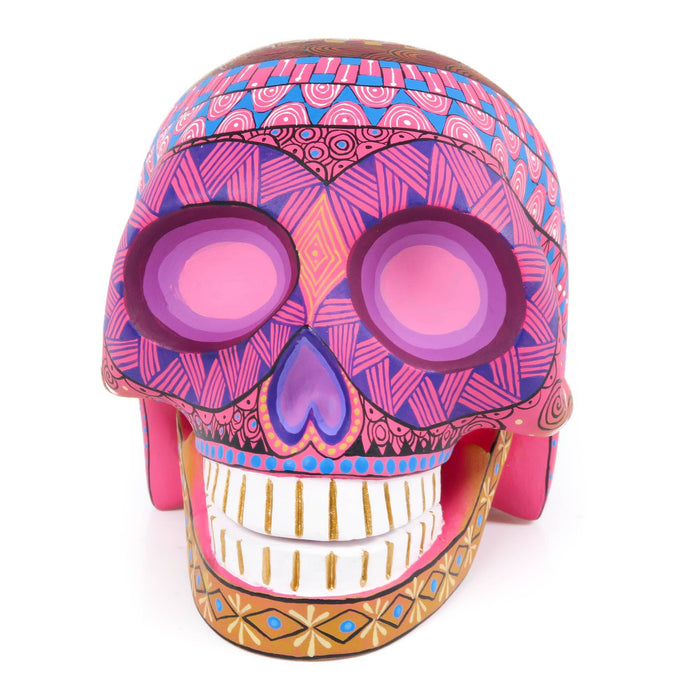 Day of The Dead Skull (Pink) - Oaxacan Alebrije Wood Carving - CEMCUI