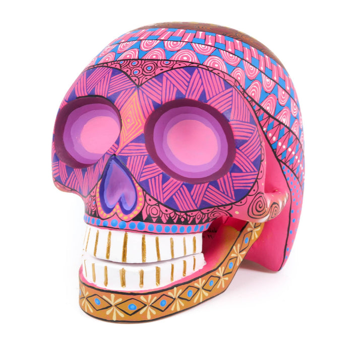 Day of The Dead Skull (Pink) - Oaxacan Alebrije Wood Carving - CEMCUI