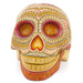 Day of The Dead Skull (White & Orange) - Oaxacan Alebrije Wood Carving - CEMCUI