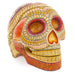 Day of The Dead Skull (White & Orange) - Oaxacan Alebrije Wood Carving - CEMCUI