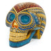 Day of The Dead Skull (Yellow & Blue) - Oaxacan Alebrije Wood Carving - CEMCUI