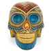 Day of The Dead Skull (Yellow & Blue) - Oaxacan Alebrije Wood Carving - CEMCUI