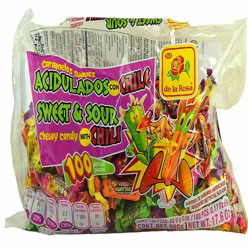 De La Rosa Sweet & Sour Chewy Candy 100 ct - Case - 20 Units - CEMCUI