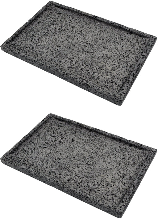 Duo Set of Volcanic Stone Atizar Grill Stone: Rectangular Comal - 7.9" x 11.8" for Authentic Cooking - CEMCUI