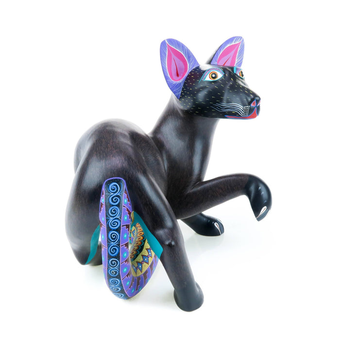 Elegant Zapotec Jaguar - Oaxacan Alebrije Wood Carving - CEMCUI