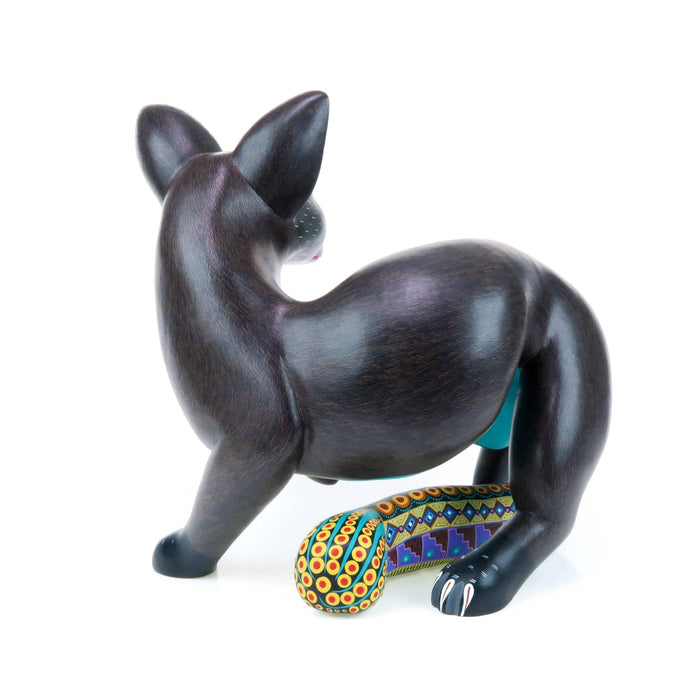 Elegant Zapotec Jaguar - Oaxacan Alebrije Wood Carving - CEMCUI