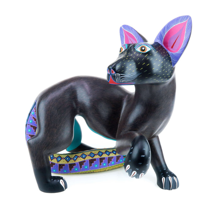 Elegant Zapotec Jaguar - Oaxacan Alebrije Wood Carving - CEMCUI