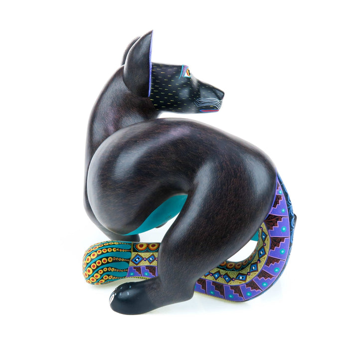 Elegant Zapotec Jaguar - Oaxacan Alebrije Wood Carving - CEMCUI