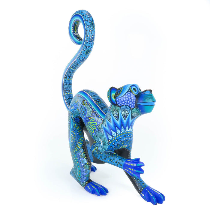 Exceptional Monkey (Blue) - Oaxacan Alebrije Wood Carving - CEMCUI