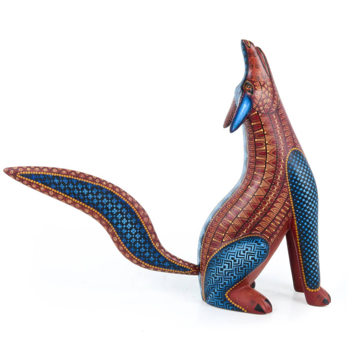 Fantastic Howling Coyote - Oaxacan Alebrije Wood Carving - CEMCUI