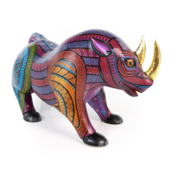 Gold Leaf Rhinoceros - Oaxacan Alebrije Wood Carving - CEMCUI