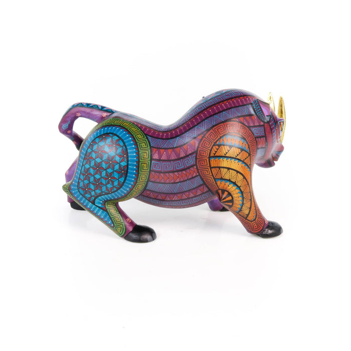 Gold Leaf Rhinoceros - Oaxacan Alebrije Wood Carving - CEMCUI