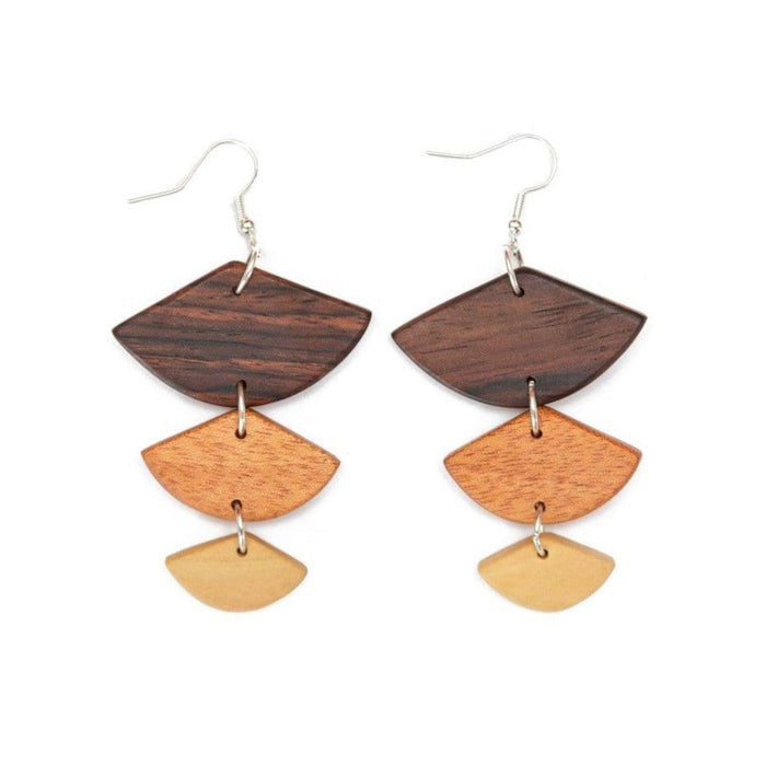 Golden Wood Geometric Earrings - CEMCUI