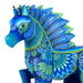 Graceful Blue Horse - Oaxacan Alebrije Wood Carving - CEMCUI