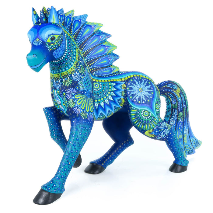 Graceful Blue Horse - Oaxacan Alebrije Wood Carving - CEMCUI