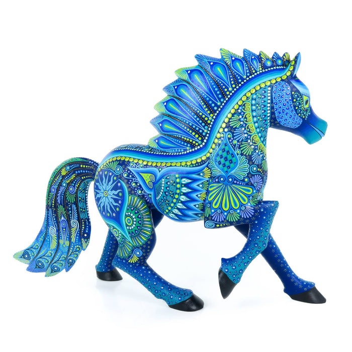 Graceful Blue Horse - Oaxacan Alebrije Wood Carving - CEMCUI