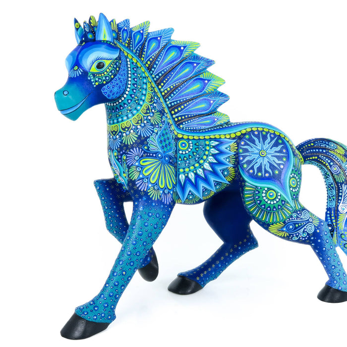 Graceful Blue Horse - Oaxacan Alebrije Wood Carving - CEMCUI