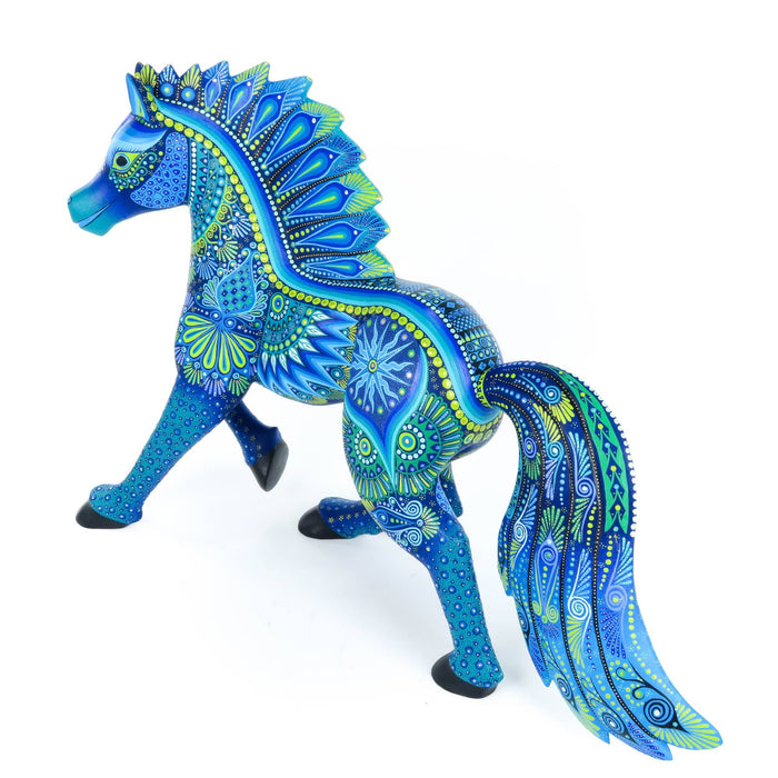 Graceful Blue Horse - Oaxacan Alebrije Wood Carving - CEMCUI