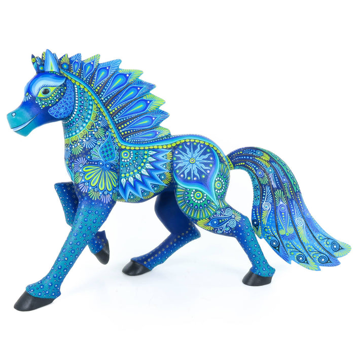 Graceful Blue Horse - Oaxacan Alebrije Wood Carving - CEMCUI