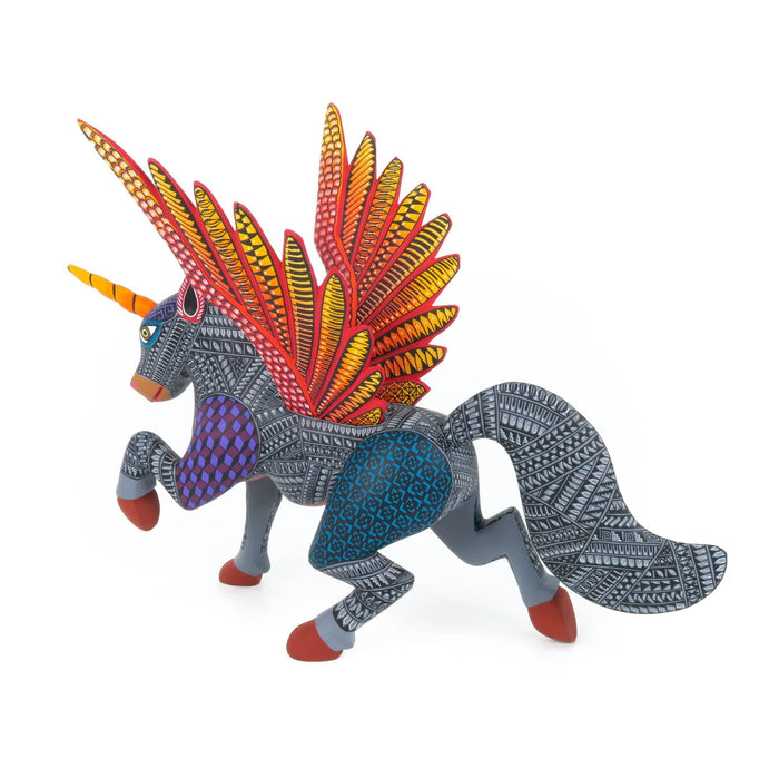 Gray Pegasus Horse - Oaxacan Alebrije Wood Carving - CEMCUI