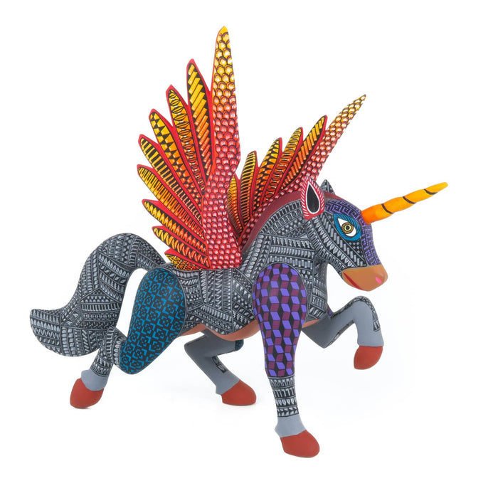 Gray Pegasus Horse - Oaxacan Alebrije Wood Carving - CEMCUI