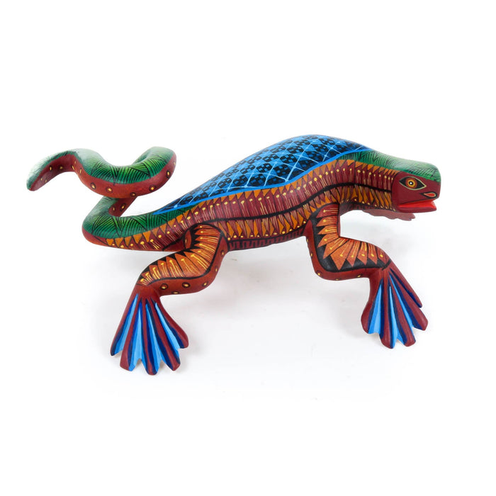 Green & Blue Iguana - Oaxacan Alebrije Wood Carving - CEMCUI