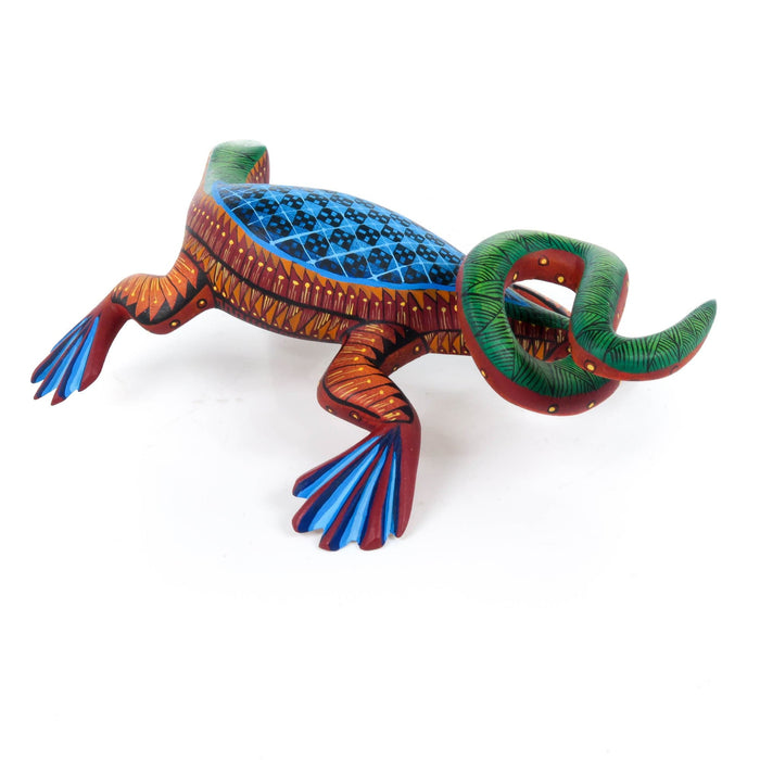 Green & Blue Iguana - Oaxacan Alebrije Wood Carving - CEMCUI