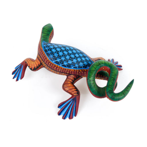 Green & Blue Iguana - Oaxacan Alebrije Wood Carving - CEMCUI